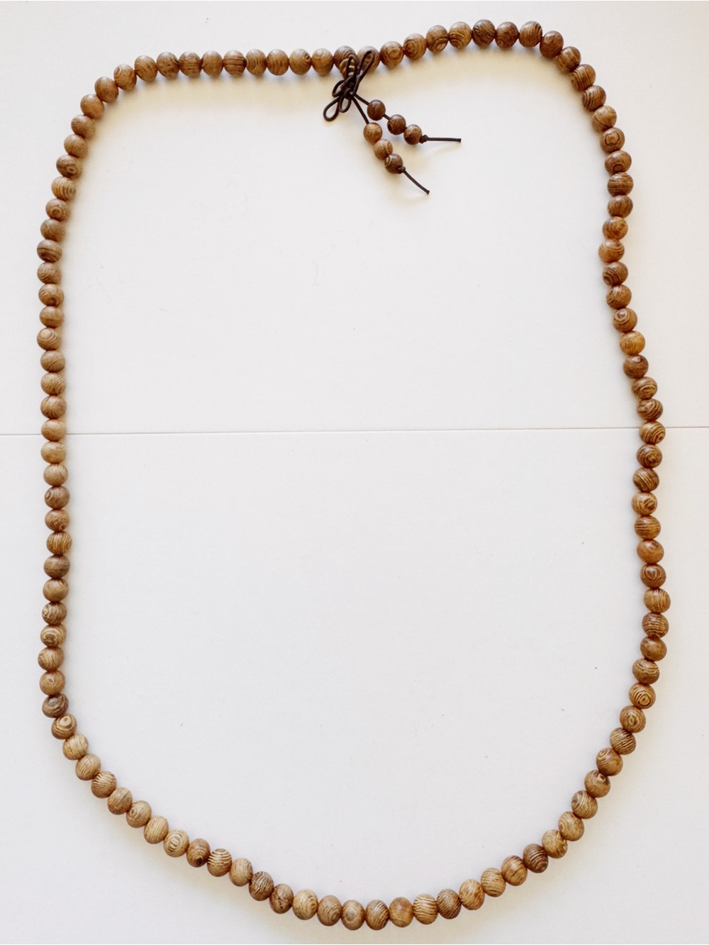 Handcrafted Brown Wood Bead Necklace with Silver-Tone Bamboo-Style Collar - Picture 2 of 5